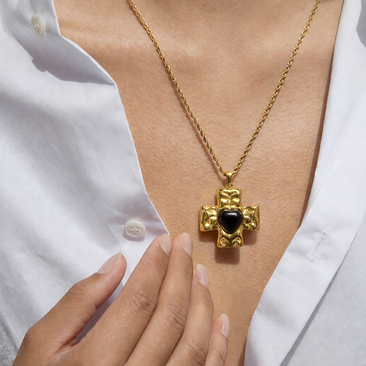 Nocturne Heart Cross Necklace