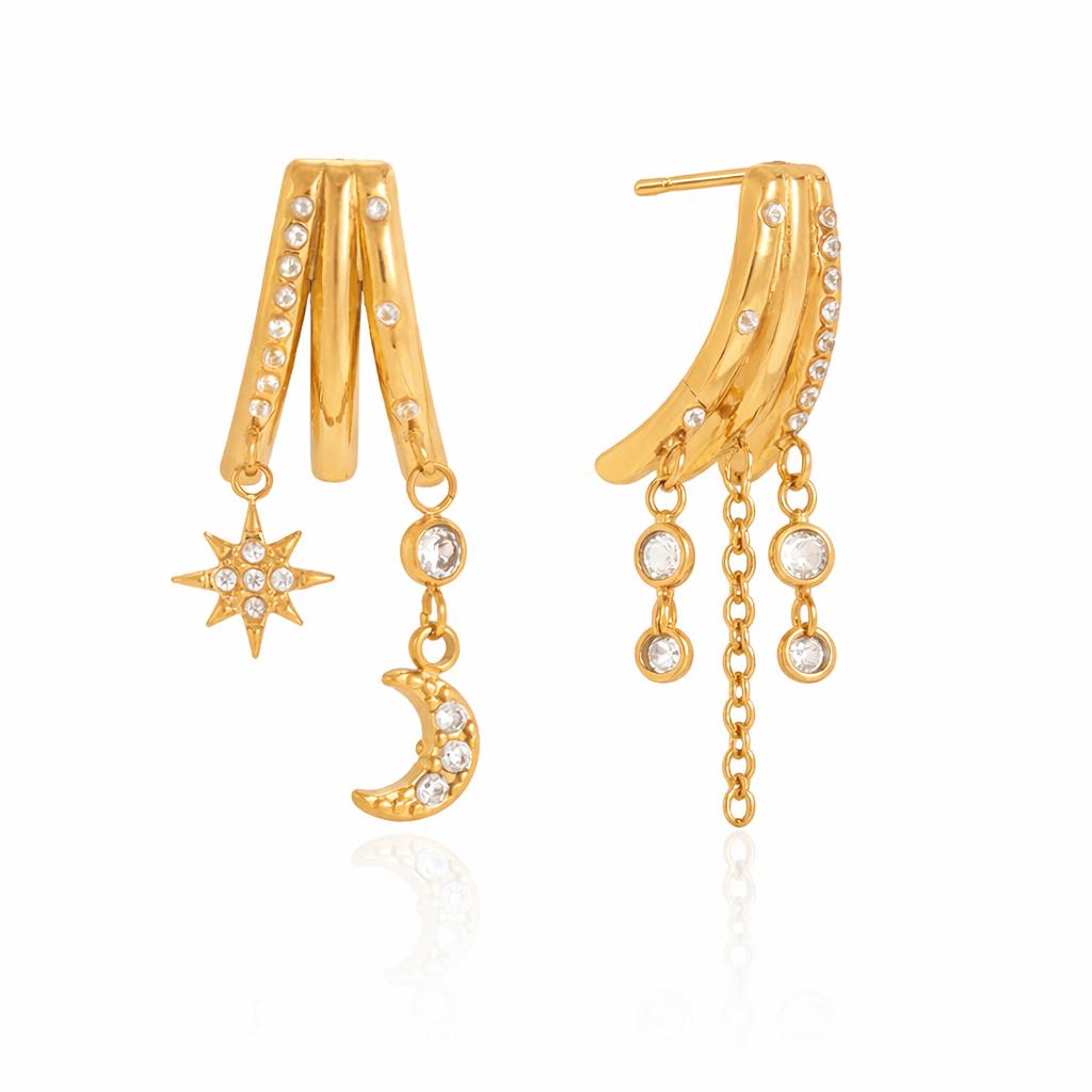 Moon and Star Earrings