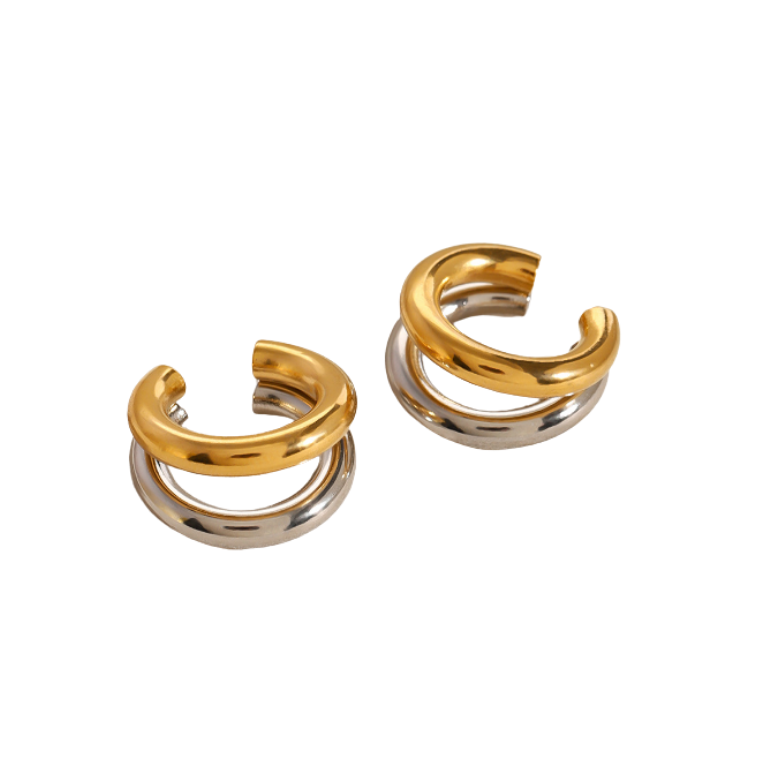 Mixed Metal Cuff Earrings