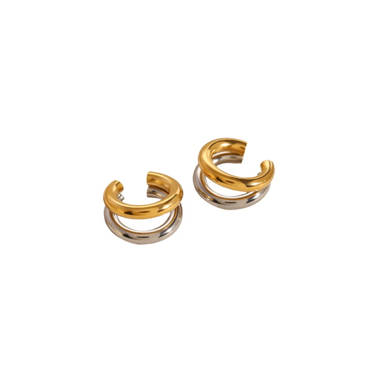 Mixed Metal Cuff Earrings