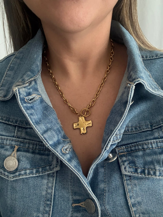 Hammered Cross Necklace