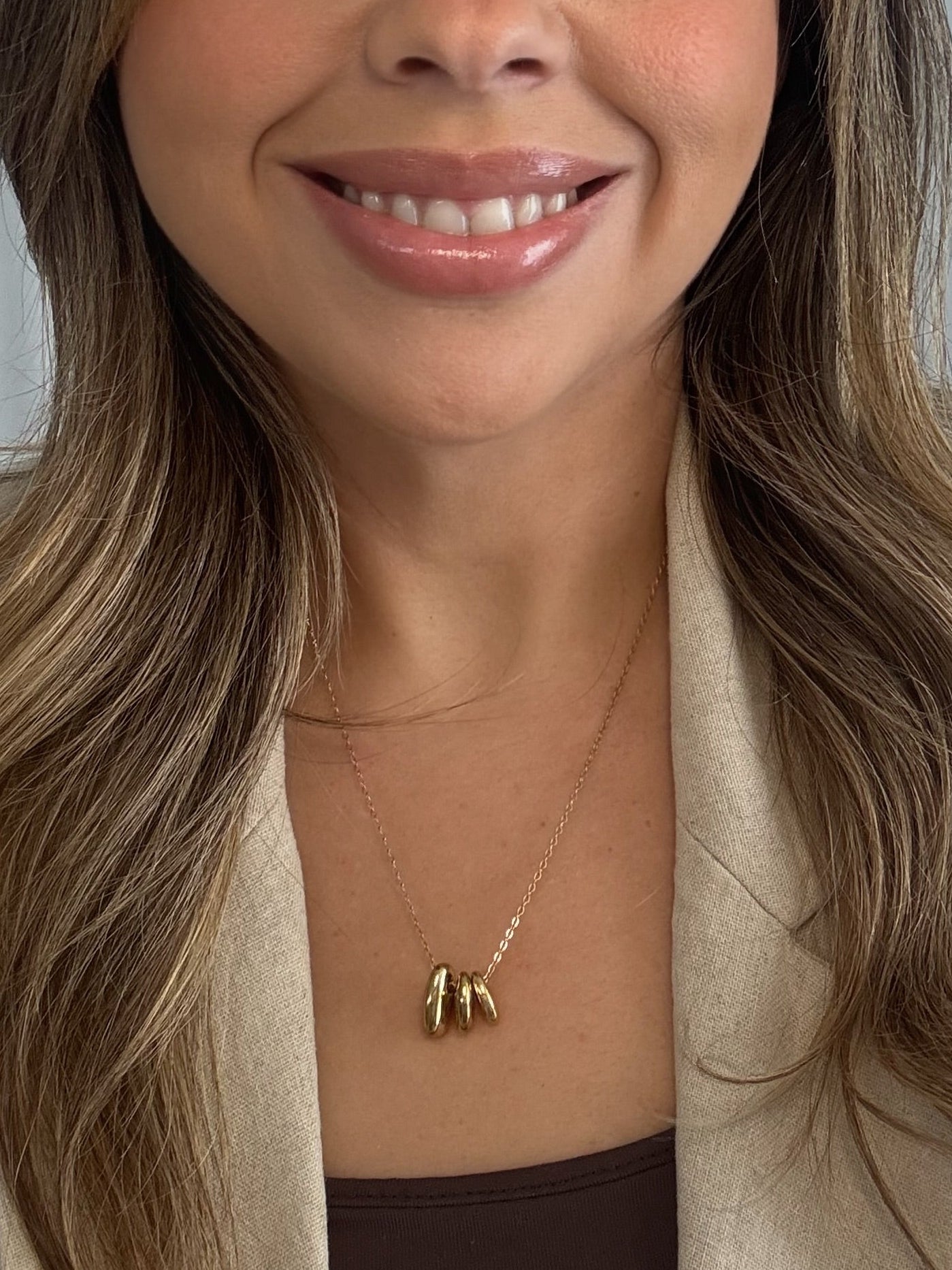 Golden Trio Pendant Necklace