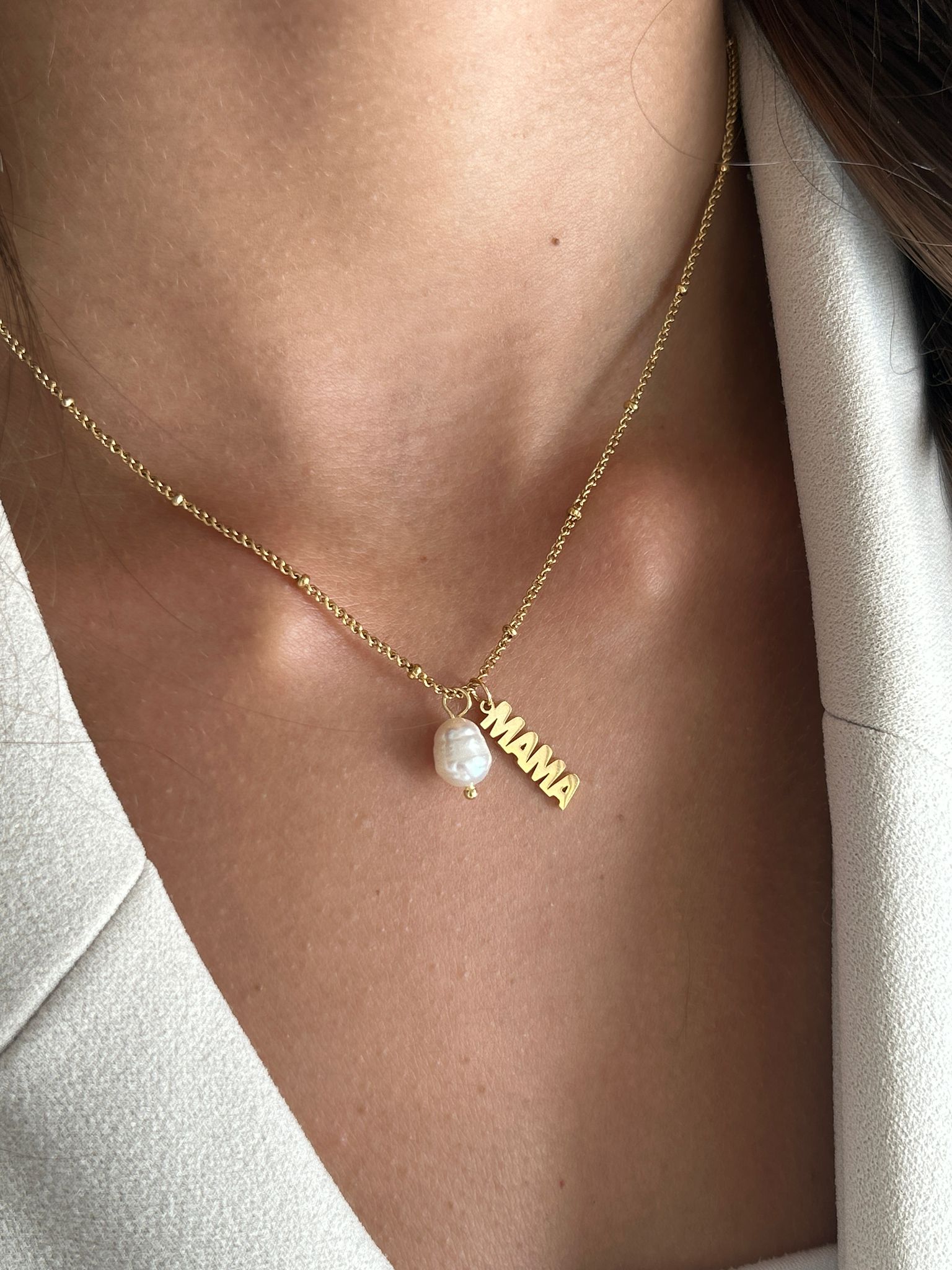 Mama Pearl Charm Necklace