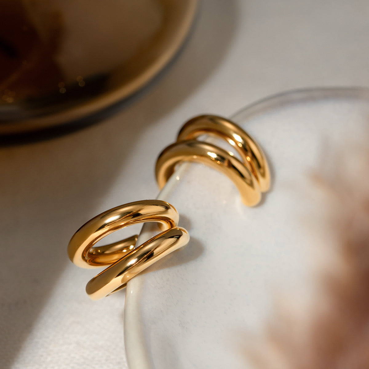 Mixed Metal Cuff Earrings